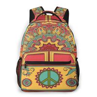 Hippie Vintage Mini Van Peace Sign Lightweight School Backpack College Book Bags Travel Rucksack Fit 15 Inch Laptop