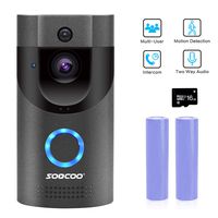 WIFI Video Doorbell, SOOCOO Smart Doorbell 720P HD Wifi Security Camera Real Time Video Two Way Audio 16G Card and 2 Batteries IP65 Waterproof PIR Motion Detection Night Vision APP Monitor Gray