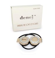 Denej Gold Mini On Ear Bluetooth Wireless Headphones Gift Set - 20 Hr On-Ear Cordless Headset Set for Gym,Running,Workout, Leisure with Built-in Microphone and Crisp HD Audio. with Bonus Pouch.