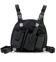 abcGoodefg Universal Radio Chest Harness Pack Front Pocket Pouch Bag Holster EMS Vest Rig with Reflective Stripe for Two Way Radio Walkie Talkie Black (Rescue Essentials)