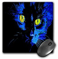 3dRose LLC 8 x 8 x 0.25 Inches Black Cat Mouse Pad (mp_19310_1)