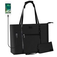 USB Laptop Tote Bag,Chomeiu Woman 15.6 inch Laptop Organizer Bag Teacher Work Purse (Black)