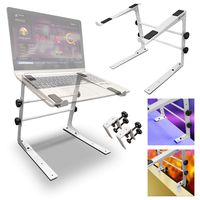 AxcessAbles LTS-02 Height/Width Adjustable Tabletop Laptop Stand with Clamps for DJ Laptop, Compact Mixer, Gaming Console (White) Ergonomic Riser Compatible with MacBook, Air, Pro, Dell XPS