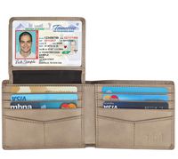 Wallet for Men-Genuine Leather RFID Blocking Bifold Stylish Wallet With 2 ID Window (Gold-Galaxy)