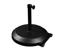California Umbrella 75 lbs. Round Concrete Weighted Powdercoated Steel Umbrella Base With Wheels, Black Frame