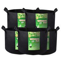 VIVOSUN 5-Pack 20 Gallon Plant Grow Bags, Premium Series Thichkened Non-Woven Aeration Fabric Pots w/Handles - Reinforced Weight Capacity & Extremely Durable (Black)
