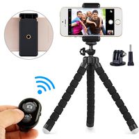 Phone Tripod, Camare Tripod - Kitway Portable 360 Degree Spherical Camera Stand Holder with Wireless Remote and Universal Clip Compatible with iPhone, Android Phone, Camera(Black)