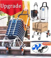 Foldable Shopping Cart Portable Grocery Cart Utility Lightweight Stair Climbing Cart with Rolling Swivel Wheels and Removable Waterproof Canvas Removable Bag