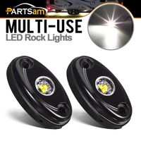 Partsam LED Rock Light Kits 2 Pods White Compatible with Jeep TJ JK JKU Off-Road, Ford F150 F250 Truck 4x4 Car Boat Light ATV UTV Polaris RZR Pioneer General Under Body Glow Light Lamp Trail (2PCS)