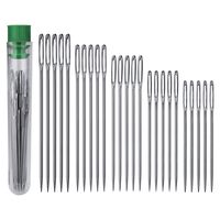 AIEX 25pcs Big Eye Hand Sewing Needles Large Eye Stitching Needles in a Clear Tube Upholstery Needles Set 1.65" 1.8" 2" 2.2" 2.36"