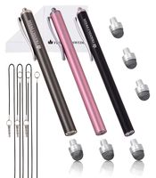 The Friendly Swede Stylus Pen Replaceable Micro-Knit Mesh Tip - Capacitive Touchscreen Stylus, Tablet Styli with Lanyards, Screen Cleaning Cloth and Replacement Tips (3 Pack)