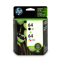 HP 64 | 2 Ink Cartridges | Black, Tri-color | N9J90AN, N9J89AN