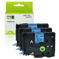 NineLeaf 3 PK Black on Blue Label Tape Compatible for Brother P-Touch 18mm TZe 541 TZ 541 26.2ft
