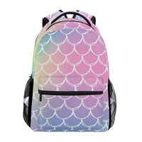 Mermaid Scale Rainbow Color Laptop Backpack, Fish Tail Water Resistant College Students Bookbags Elementary School Bags Travel Computer Notebooks Daypack Bookbag for Men Women Kids Boys Girls