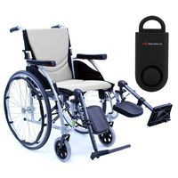 Karman S-Ergo 115 Ultra Lightweight Ergonomic Wheelchair | Seat Size 20" X 17" | Upgraded to Elevating Legrests | Fixed Wheels in Silver & Free 130 dB Black Personal Safety Alarm/Siren!