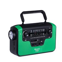 Solar Hand Crank Emergency AM/FM/SW/WB Radio, Bluetooth TF Card Speakers with Lights, LED Flashlight and Reading Camping Lamp, Battery Radio Portable and 2300mAh Power Bank Cell Phone Charger (Green)