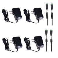12V 1A LED Pack of 4 Strip Power Supply DC 12 Volt Universal Portable Power Supply Adapter for LED Strip Light, CCTV Camera with 5.5/2.1 Female Barrel Connector EDS-12V1A-4P