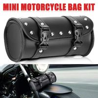 Everrich Motorcycle Handlebar Bag Small Motorcycle Fork Bag Front Fork Roll Barrel Bag Sissy Bar Tool Bag Waterproof Leather-For Harley Sportster Davidson Honda Suzuki Kawasaki Vulcan