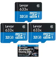 Lexar UHS-I 633X 32GB Micro SDHC Memory Card (3-Pack) + Microfiber Cloth