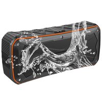 EMODUX Waterproof Portable Bluetooth Speaker Black with Orange Trim