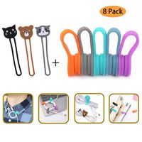 8 PCS Magnetic Earphone Winder, Aproo Magnetic Cord Winder Wrap for Headphones/Date USB Cable,Soft Silicone Earphone Cable Clips Organizer for iPhone/iPad/Galaxy, Also Use as Bookmarks/Keychain