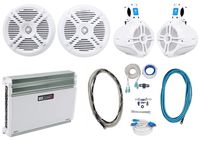 2) Rockville RWB65W 6.5" 250w Marine Wakeboards+Speakers+4-Ch. Amplifier+Amp Kit