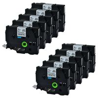 GREENCYCLE 10PK Extra Strength Adhesive Black on White Label Tape Compatible for Brother TZE-S241 TZ-S241 TZeS241,3/4 Inch,PT-P750W Labeling Maker