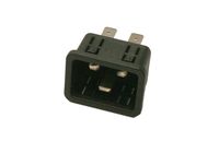 Interpower 83030420 IEC 60320 C20 Power Inlet With Quick Disconnects, IEC 60320 C20 Socket Type, 1-1.5mm/18 Gauge Panel Thickness, Black, 16A/20A Rating, 250VAC Rating