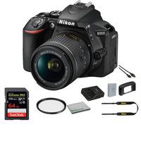 Nikon D5600 DX-Format DSLR Camera with 18-55mm Lens 1576 Bundle with Sandisk 64GB Memory Card + UV Protection Filter