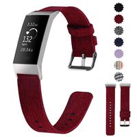 Lintelek Compatible with Fitbit Charge 3 Bands, Canvas Woven Fabric Band, Soft TPU Adjustable Replacement Wristbands, Silicone Straps Sports Accessories
