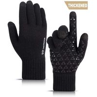 TRENDOUX Extreme Cold Weather Winter Gloves, Thickened Knit Warm Glove for Men Women - Touch Screen Fingers - Thermal Liners - Anti-Slip Grip - Elastic Cuff - Driving Running Cycling - Black - M