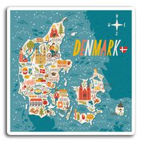 2 x 10cm Denmark Danish Map Vinyl Stickers - Sticker Laptop Luggage Gift #19337 (10cm Wide)