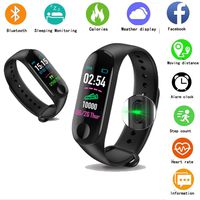 Ondy M3 IP68 Waterproof Smart Bracelet Fitness Watch, Heart Rate Monitor, Message Reminder, Smart Bracelet with Pedometer Compatible with Android iOS Smartphone Fitness Tracker(M3)