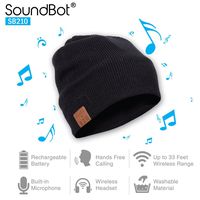 SoundBot¨ SB210 HD Stereo Bluetooth 4.1 Wireless Smart Beanie Headset Musical Knit Headphone Speaker Hat Speakerphone Cap,Built-in Mic (BLK)