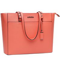 15.6 Inch Laptop Bag for Women,Large Computer Bags for Women,Multi Pocket Work Bag,Laptop Tote Bag with Professional Padded Compartment,Living Coral
