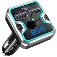 EatekPower Bluetooth FM Transmitter with PD 3.0 USB C Charging Port, 2 Extra USB Ports, Hands-Free Calling, Radio Adapter and Receiver, Music Player Support TF Card, USB Flash Drive