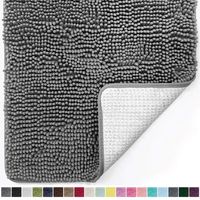 Gorilla Grip Original Luxury Chenille Bathroom Rug Mat, 60x24, Extra Soft and Absorbent Shaggy Rugs, Machine Wash Dry, Perfect Plush Carpet Mats for Tub, Shower, and Bath Room, Gray