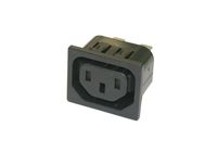 Interpower 83011370 IEC 60320 Sheet F Snap in Outlet 1.0 mm Panel Thickness, IEC 60320 Sheet F Socket Type, Black, 10A/15A Rating, 250VAC Rating