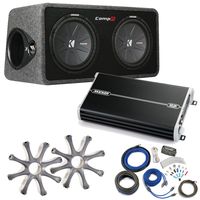 Kicker Comp R Sub Box 40DCWR122 + Kicker 1500 Watt Amp Package w/ Grilles & Kit