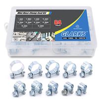 Glarks 84Pcs 10 Size Mini Fuel Injection Style Hose Clamp Assortment Kit For Diesel Petrol Pipe