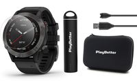 Garmin Fenix 6 Sapphire (Gray DLC with Black Band) Power Bundle with HD Screen Protectors, PlayBetter Portable Charger & Protective Hard Case | 2019 | PulseOx, ClimbPro, Maps, PacePro, Spotify, Music