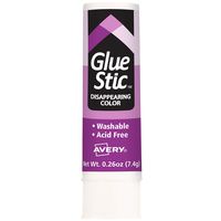 Avery Glue Stic Disappearing Purple Color, 0.26 oz, Washable, Nontoxic, Permanent Adhesive, (Pack of 12)