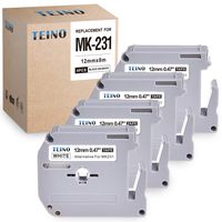 TEINO Compatible with M231 MK231 M-K231 Black on White Label Tape Cartridge Use with P-Touch Label Maker PT-90 PT-M95 PTM95M PT-70SR PT-70BM PT-80 PT-65,0.47 Inch(12mm) x26.2 Feet(8m), 4-Pack