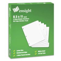 Ensight 3 Ring Binder Dividers 8 Tab Dividers, 96 Per Box, Paper Notebook Dividers, Alphabetical, Decorative, Printable Tabs, Binder Separators with Tabs, Exhibit Tabs, Customizable Plain White Tabs