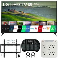 LG 70UM6970 70-inch HDR 4K UHD Smart LED TV (2019) Bundle with Deco Mount Flat Wall Mount Kit, Deco Gear Wireless Backlit Keyboard and 6-Outlet Surge Adapter with Night Light