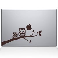 The Decal Guru Two Owls on a Branch Decal Vinyl Sticker, 15" MacBook Pro (2015 & Older Models), Brown (2353-MAC-15P-BRO)