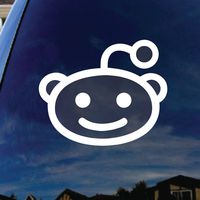 Reddit Alien Head - Vinyl 4" wide (color: WHITE) decal laptop tablet skateboard car windows sticke
