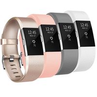 Tobfit 4 Pack Sport Bands Compatible with Fitbit Charge 2 Bands, Replacement Wristbands for Women Men Small/Large (Champagne/Grey/Pink/White, Small)