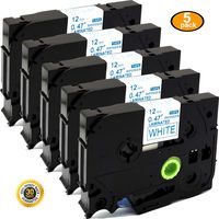 NEOUZA 5PK Great Quality Compatible for Brother P-Touch Laminated Tze Tz Label Tape Cartridge 12mmx8m (TZe233 Blue on White)