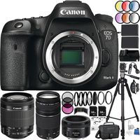 Canon EOS 7D Mark II DSLR Camera 39PC Kit - International Version (No Warranty) w/Canon EF-S 18-55mm f/3.5-5.6 is STM Lens, Canon EF 75-300mm f/4-5.6 III Lens, Canon EF 50mm f/1.8 STM Lens, More